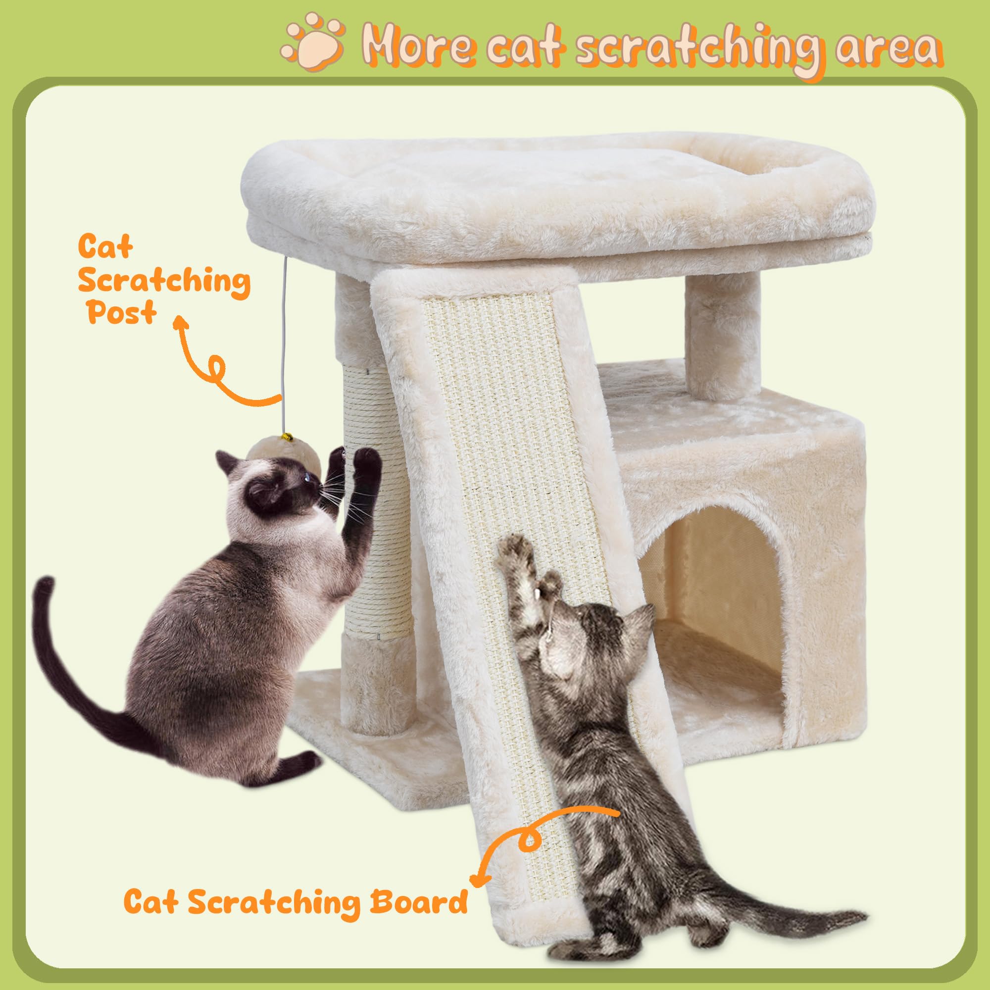 Small Cat Tree For Indoor Cats,Cat Tower With Cat Scratching Post And Board,Cat House With Cat Perch For Kitten & Adult Cats, Ca